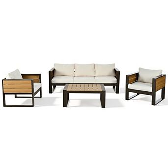 Merax Large 4 pc Aluminum Frame Outdoor Patio Furniture Set, Modern Garden/Patio Seating