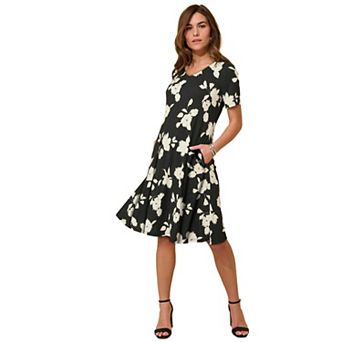 Roaman's Women's Plus Size Stretch Knit Pocket Swing Dress