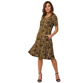 Roaman's Women's Plus Size Stretch Knit Pocket Swing Dress