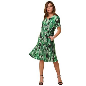 Roaman's Women's Plus Size Stretch Knit Pocket Swing Dress