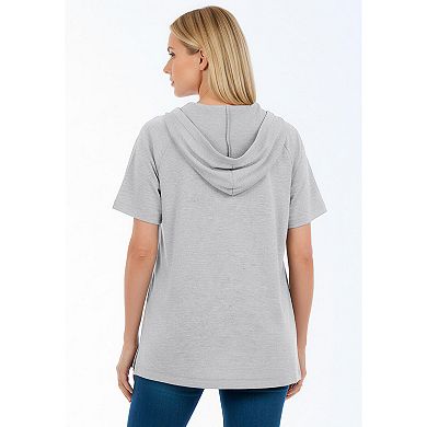 Roaman's Women's Plus Size Comfort+ Fleece V-Neck Hooded Sweatshirt