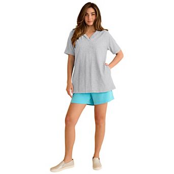 Roaman's Women's Plus Size Comfort+ Fleece V-Neck Hooded Sweatshirt