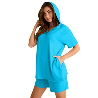 Roaman's Women's Plus Size Comfort+ Fleece V-Neck Hooded Sweatshirt