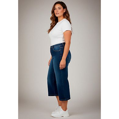 Avenue Women's Plus Size Butter Denim Wide-Leg Crop