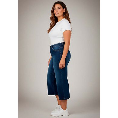 Avenue Women's Plus Size Butter Denim Wide-Leg Crop
