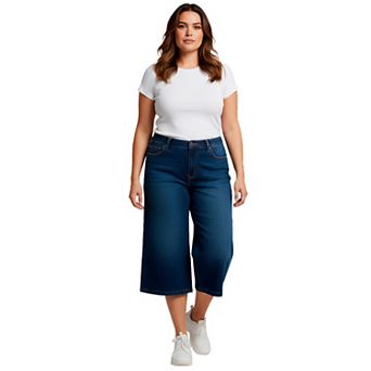 Avenue Women's Plus Size Butter Denim Wide-Leg Crop