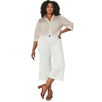 Avenue Women's Plus Size Butter Denim Wide-Leg Crop