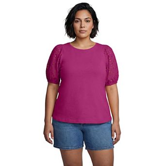 Avenue Women's Plus Size Eyelet Sleeve Tee