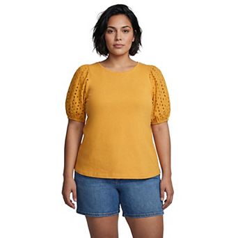 Avenue Women's Plus Size Eyelet Sleeve Tee