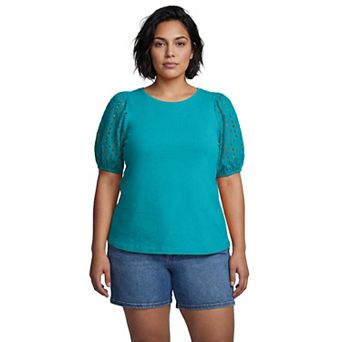 Avenue Women's Plus Size Eyelet Sleeve Tee