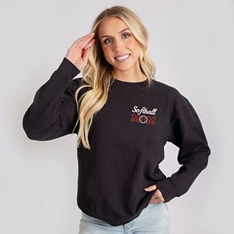 Embroidered Softball Mom Lightweight Garment Dyed Sweatshirt