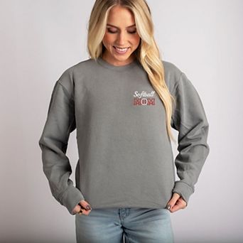 Embroidered Softball Mom Lightweight Garment Dyed Sweatshirt