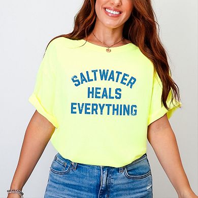 Saltwater Heals Everything Arched - Women's Garment Dyed Graphic T-Shirt
