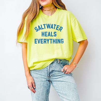 Saltwater Heals Everything Arched - Women's Garment Dyed Graphic T-Shirt