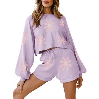 Ekouaer Pajamas Set for Women Lounge Sets Long Sleeve Sweatsuit Matching 2 pc Outfits Cute