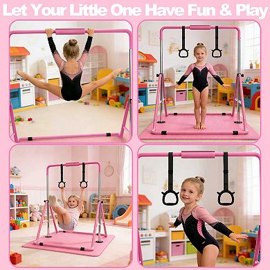 Merax Gymnastics Bar for Kids, Gymnastics Horizontal Bar with Adjustable Height Foldable Training