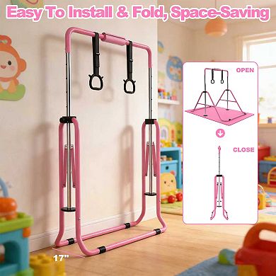 Merax Gymnastics Bar for Kids, Gymnastics Horizontal Bar with Adjustable Height Foldable Training