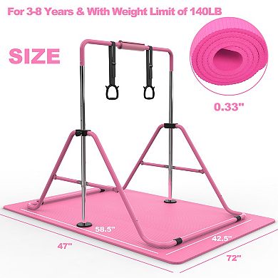 Merax Gymnastics Bar for Kids, Gymnastics Horizontal Bar with Adjustable Height Foldable Training
