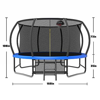 Merax 14FT Trampoline with Enclosure - Recreational Trampolines with Ladder and AntiRust Coating