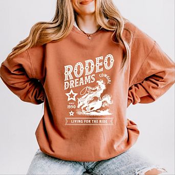 Rodeo Dreams Living For The Ride - Women's Lightweight Garment Dyed Sweatshirt