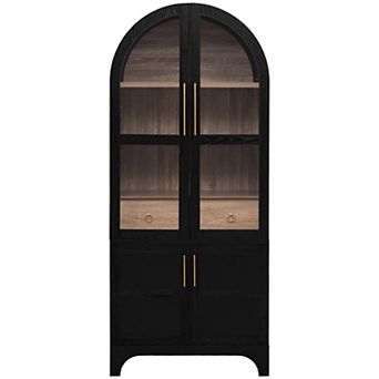 Merax 71" Tall Arched Kitchen Pantry Cabinet with Door Shelves, Farmhouse Kitchen Storage Cabinet