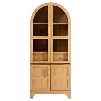 Merax 71" Tall Arched Kitchen Pantry Cabinet with Door Shelves, Farmhouse Kitchen Storage Cabinet