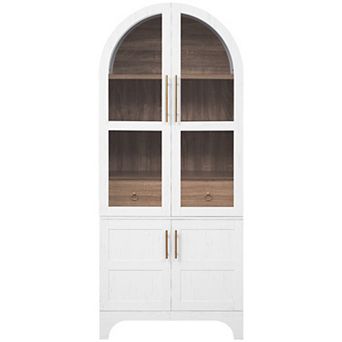 Merax 71" Tall Arched Kitchen Pantry Cabinet with Door Shelves, Farmhouse Kitchen Storage Cabinet