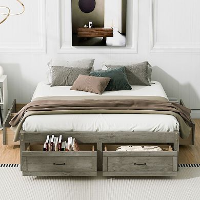 Merax Queen Size Platform Bed with 6 Storage Drawers