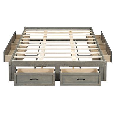 Merax Queen Size Platform Bed with 6 Storage Drawers