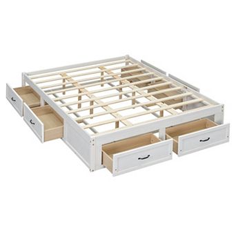Merax Queen Size Platform Bed with 6 Storage Drawers