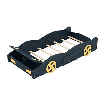 Merax Race Car-Shaped Platform Bed with Wheels and Storage