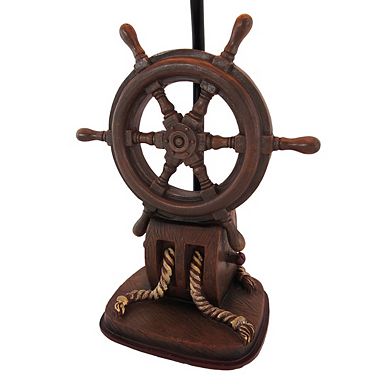 Captain's Destiny Ship's Wheel Nautical Boat Table Lamp Anchor Shade