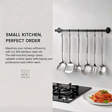 9-Piece 304 Stainless Steel Kitchen Utensil Set, Dishwasher Safe with Ladle Spatula