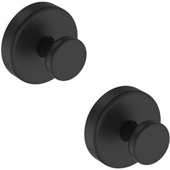 Black Suction Cup Hooks 2 Pack, Removable for Bathroom Towels and Robes