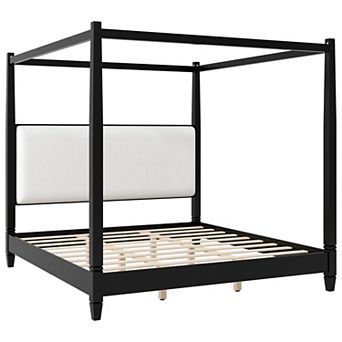 Merax Platform Bed with Upholstery Headboard,with Wooden Slat Support Legs