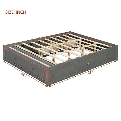 Merax Platform Bed Frame with 4 Storage Drawers and Hydraulic Lift Footboard Storage