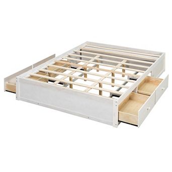 Merax Platform Bed Frame with 4 Storage Drawers and Hydraulic Lift Footboard Storage