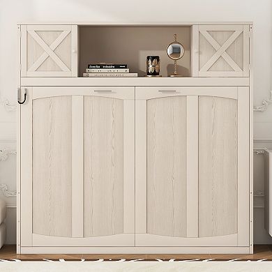 Merax Murphy Bed with Top Storage Cabinets