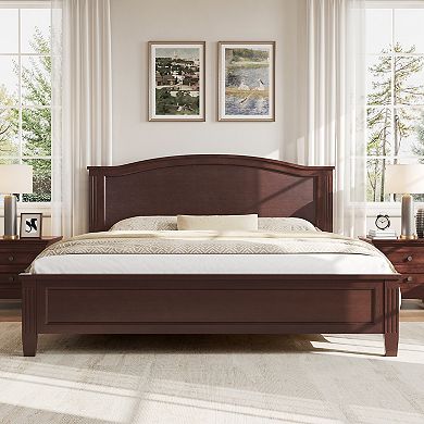 Merax Platform Bed with Headboard,with Wooden Slat Support Legs