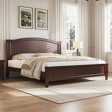 Merax Platform Bed with Headboard,with Wooden Slat Support Legs