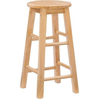 Natural Wood Barstool 24 Inch, Round Seat for Kitchen Counter