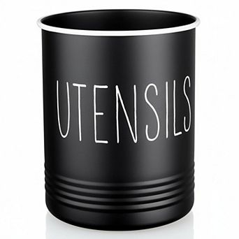 Black Kitchen Utensil Holder Cork Base Vintage Farmhouse Storage Organizer Metal