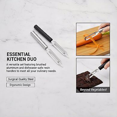 2-Pack Swivel Vegetable Peeler, Stainless Steel 1.75" Blade Silver Handle