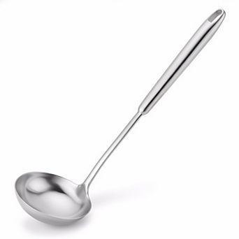 Heat-Resistant Soup Ladle 13.7", 304 Stainless Steel Ergonomic Round Handle