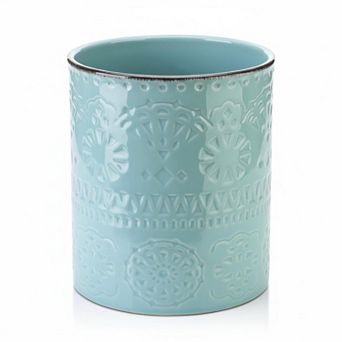 Extra Large Ceramic Kitchen Utensil Holder Anti Slip Cork Bottom Farmhouse Countertop Organizer