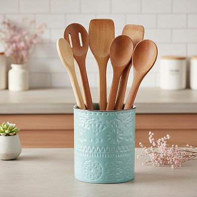Extra Large Ceramic Kitchen Utensil Holder Anti Slip Cork Bottom Farmhouse Countertop Organizer