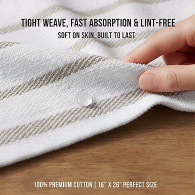 4-Pack Kitchen Towels 16x26, Milkshake Tan/White Set for Drying Cleaning