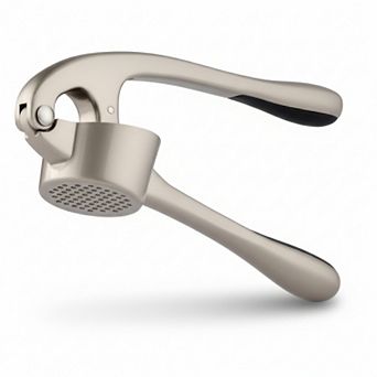 Large Premium Garlic Press Set with Peeler Brush, Rust-Proof Easy-Squeeze Silver