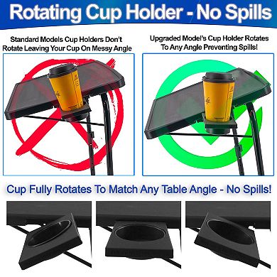 TV Tray Table Portable Foldable & Adjustable - Laptop, Eating, Drawing Table Stand w/ Cup Holder