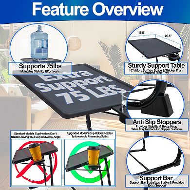 TV Tray Table Portable Foldable & Adjustable - Laptop, Eating, Drawing Table Stand w/ Cup Holder